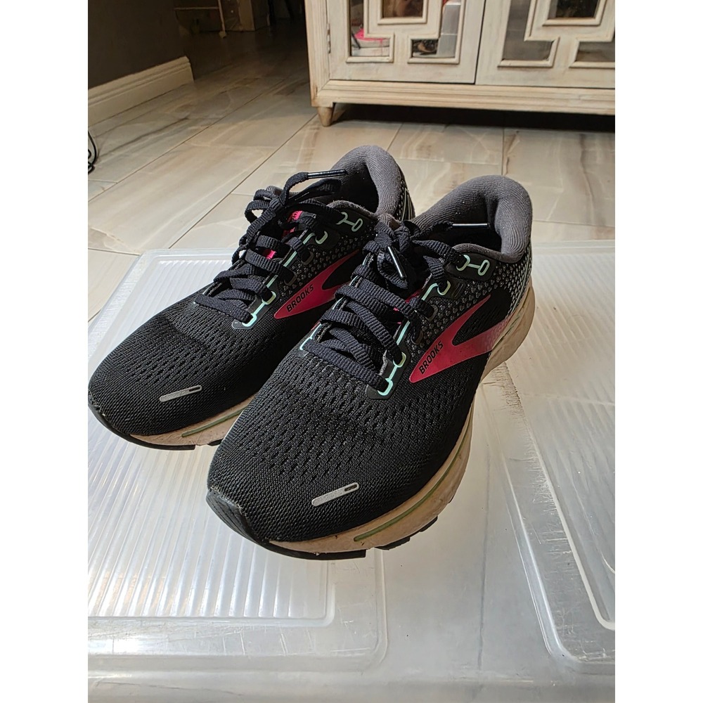 Brooks Ghost 14 Womens Running Shoes Black Pink Mint Wide D 1203561D013 Size 8 - Picture 12 of 16